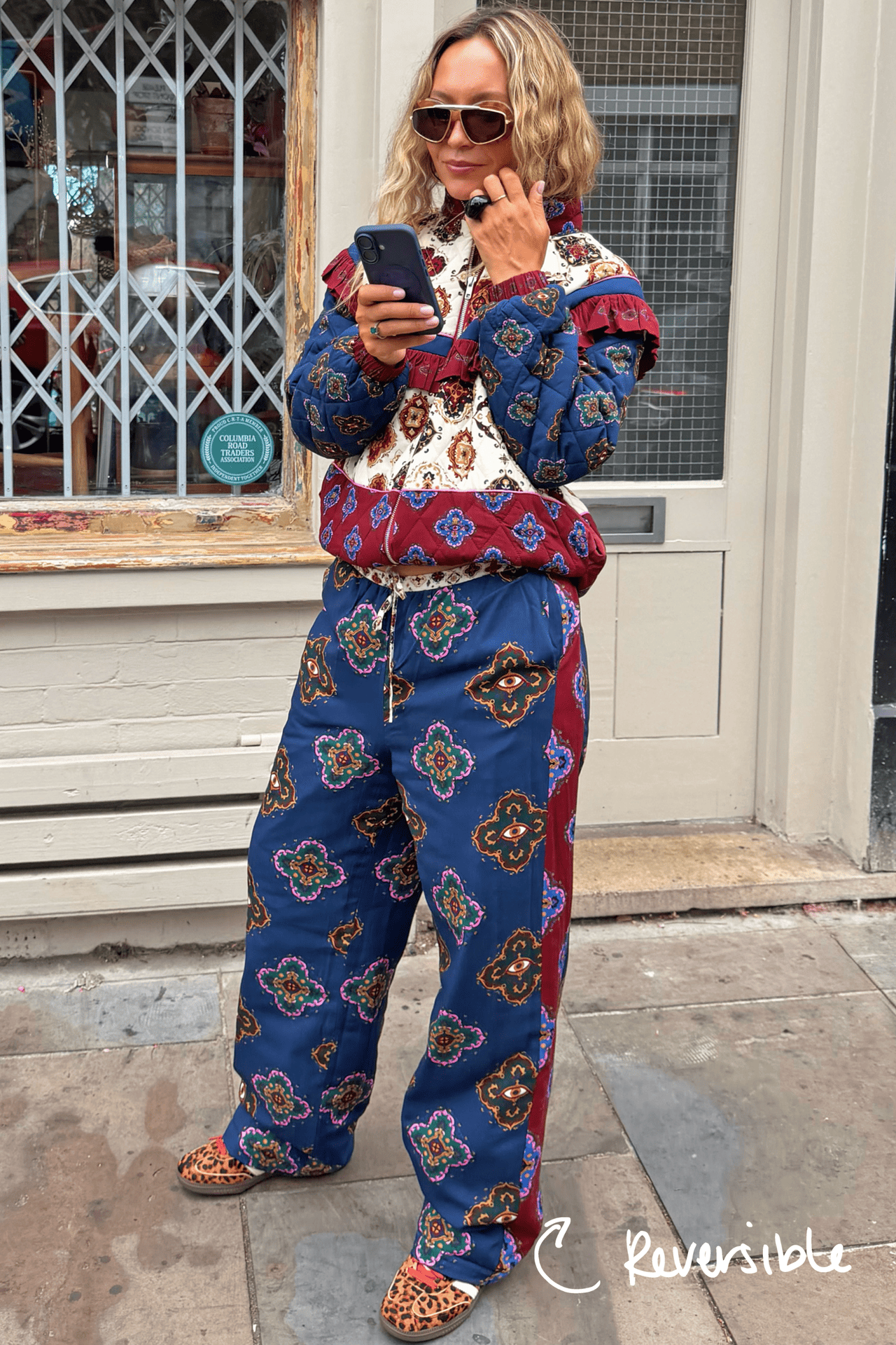 Red Tile Padded Reversible Trouser