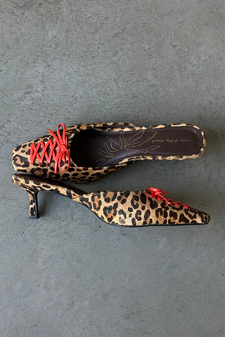 Leopard Pony Lace Mules