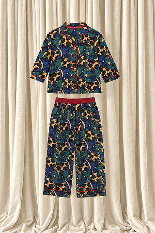 Kids Green Tartan & Leopard Bow Pyjama Set