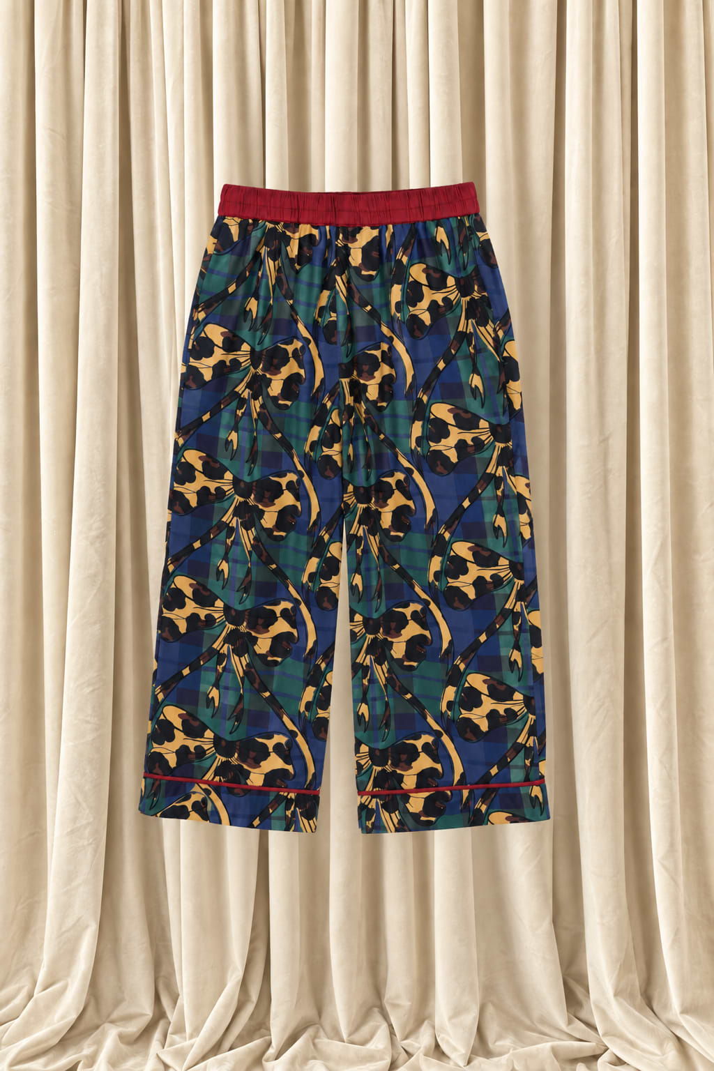 Kids Green Tartan & Leopard Bow Pyjama Set