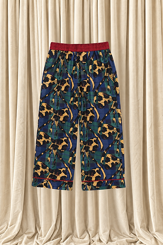 Kids Green Tartan & Leopard Bow Pyjama Set