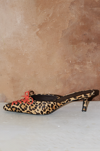 Leopard Pony Lace Mules