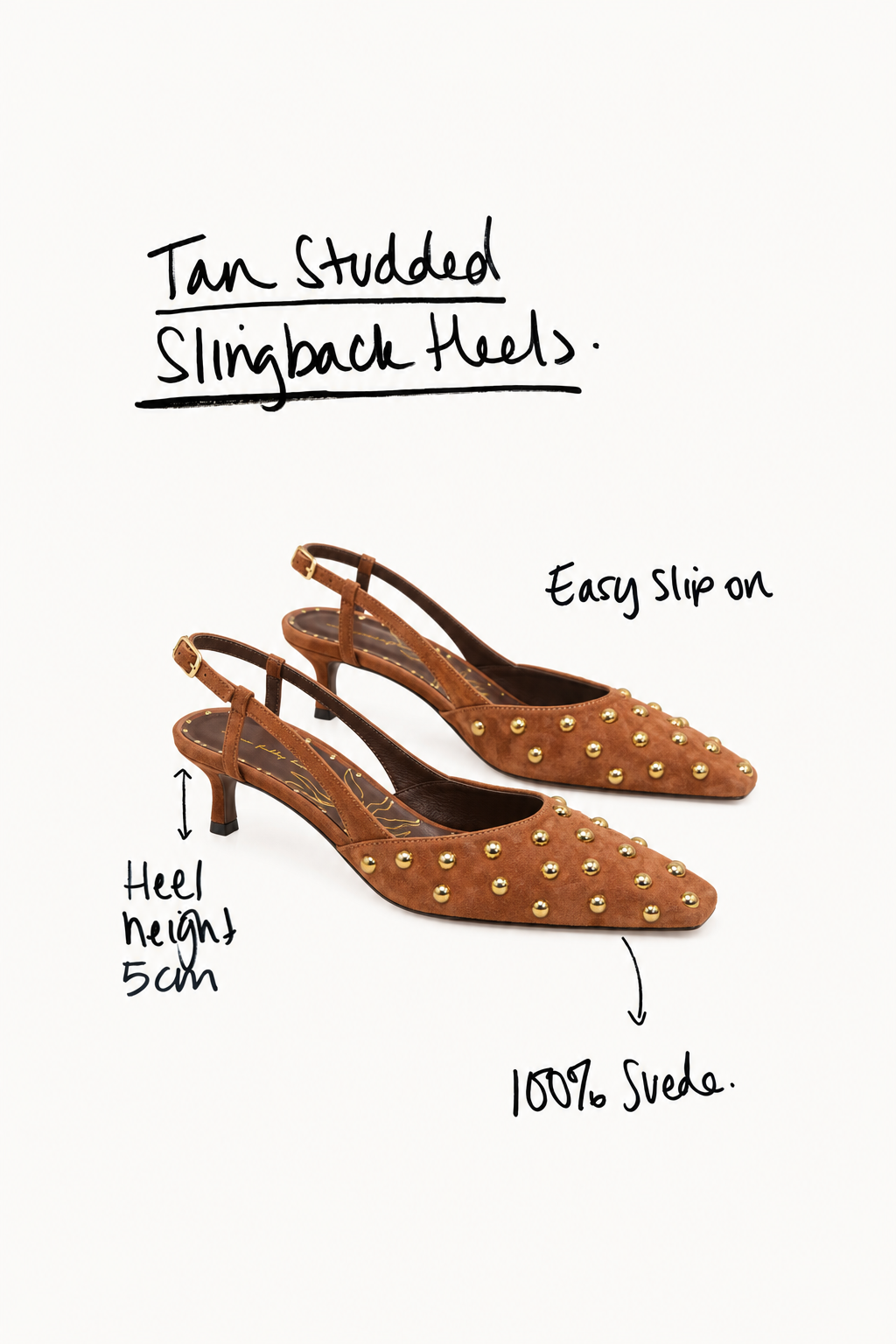 Tan Studded Slingback Heel