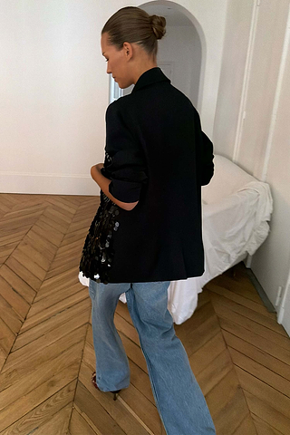 Black Sequin Blazer Petite