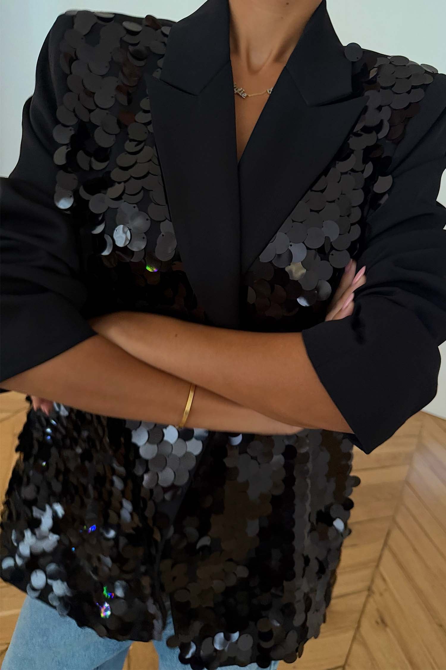 Black Sequin Blazer Petite