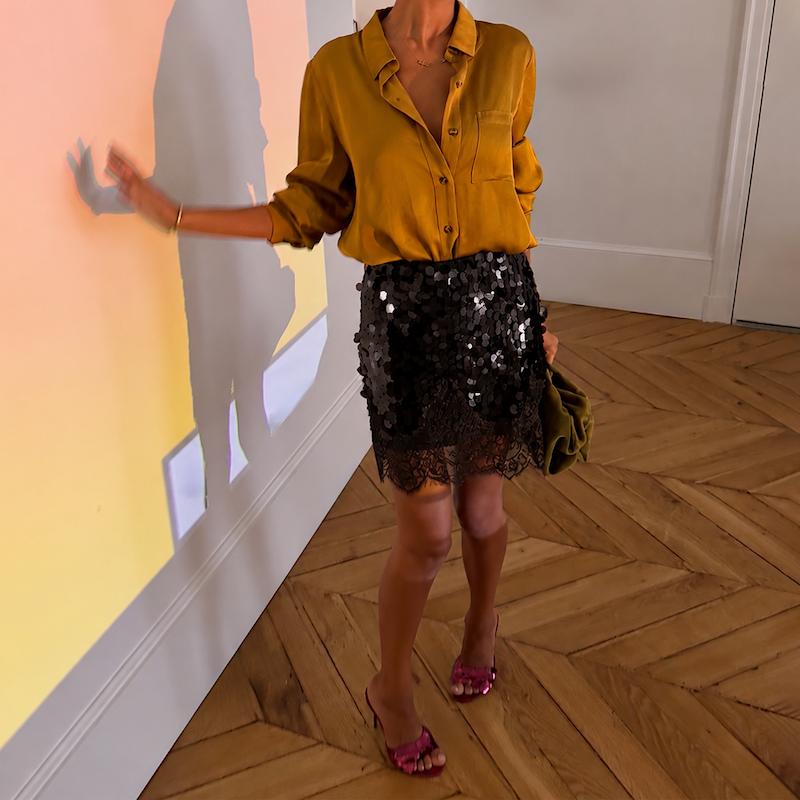 Black Sequin Mini Maeva Skirt