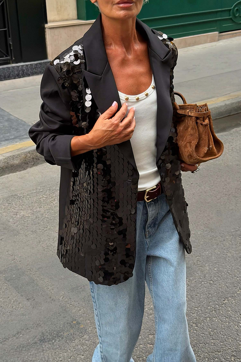 Black Sequin Blazer