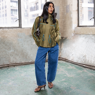 Indigo Beni Barrel Jeans Petite