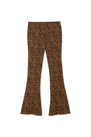 Leopard print jersey pyjama bottoms with a flared leg and elasticated waist, part of the Blue Poppy collection.