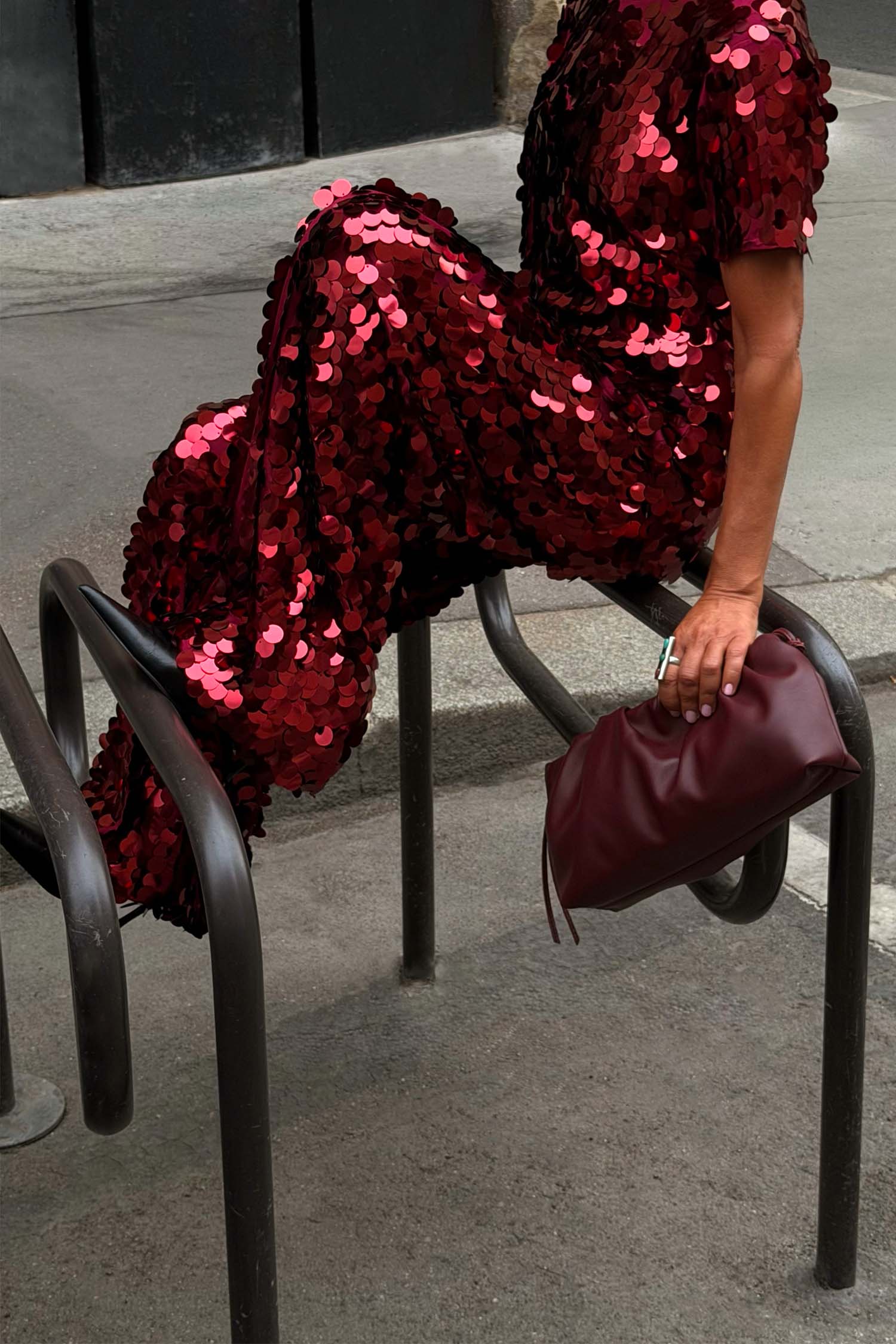 Burgundy Sequin Naomi Trousers