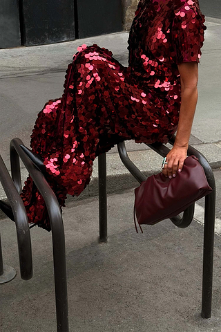 Burgundy Sequin Naomi Trousers