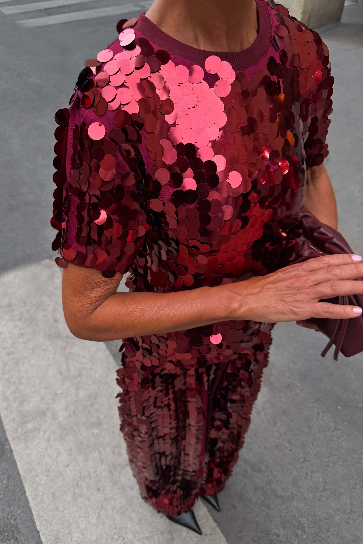 Burgundy Large Sequin T-Shirt