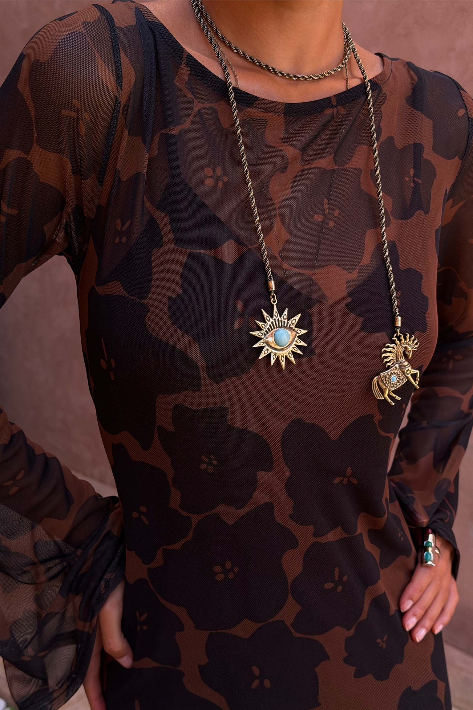 Deloris Horse & Eye Chain Necklace