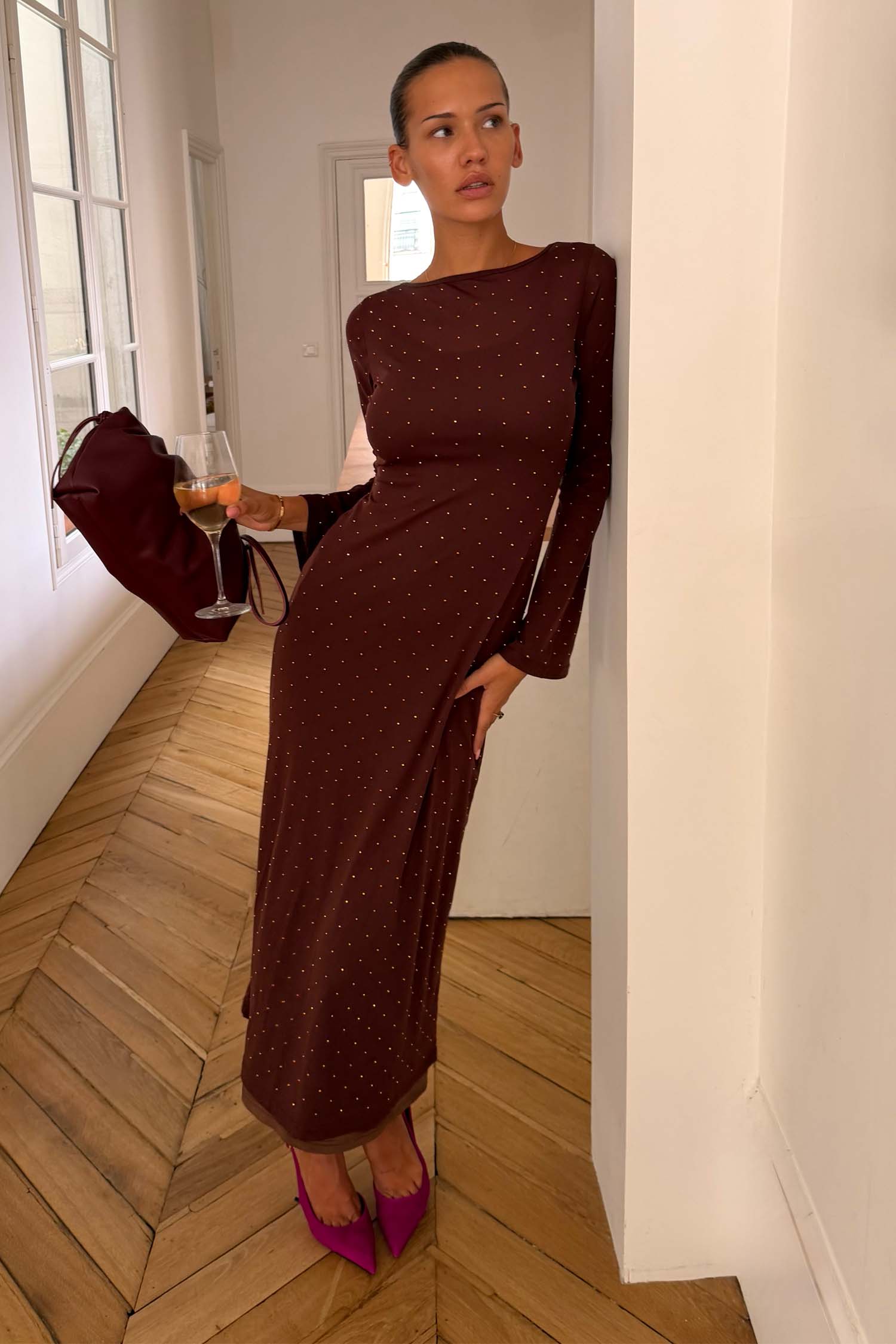 Chocolate Icon Mesh Dress Petite