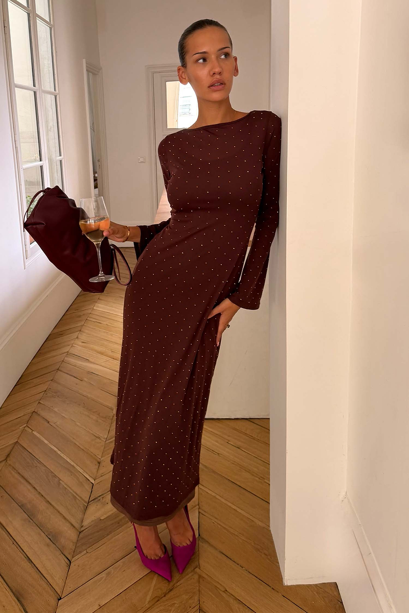Chocolate Icon Mesh Dress Petite