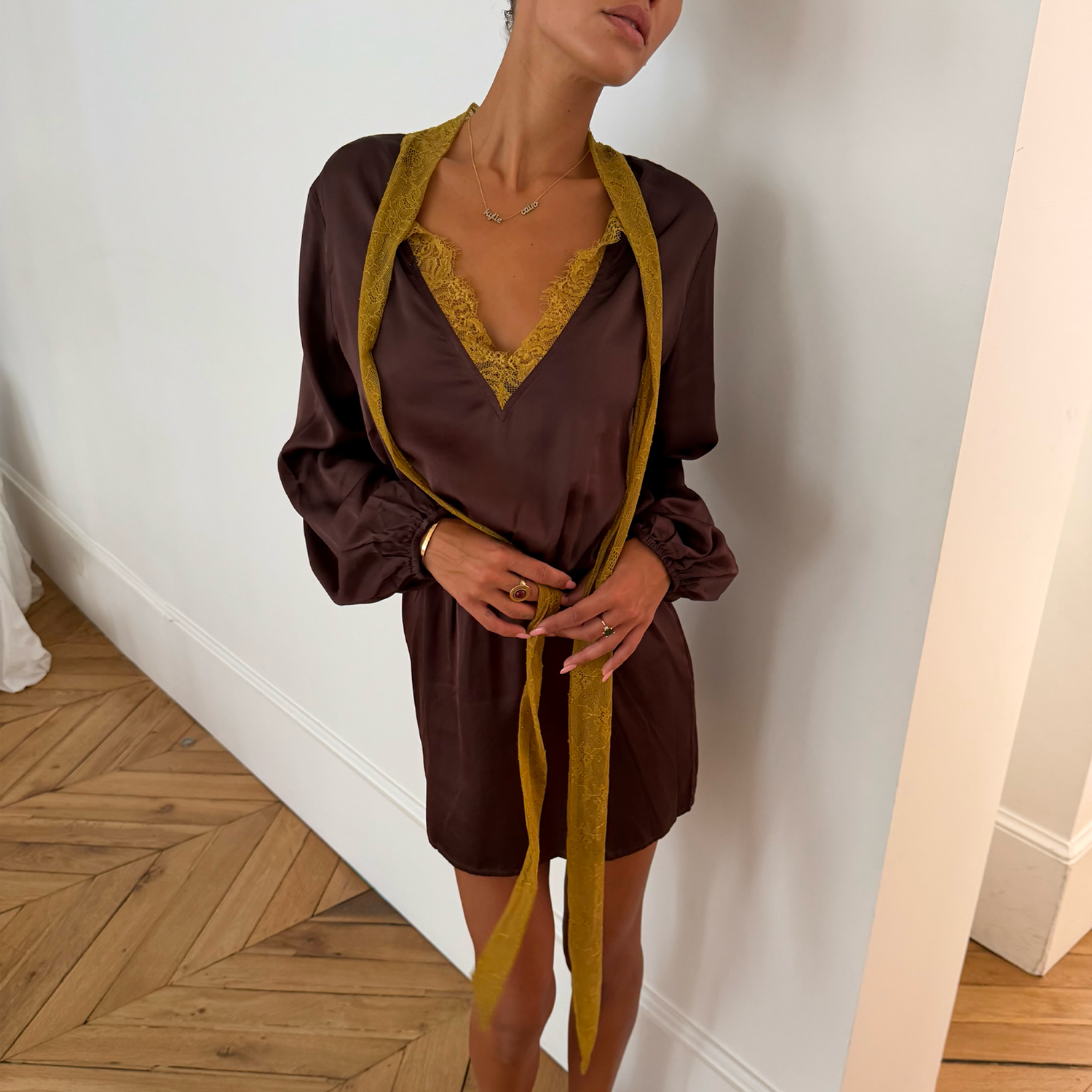Olive & Chocolate Mini Dress
