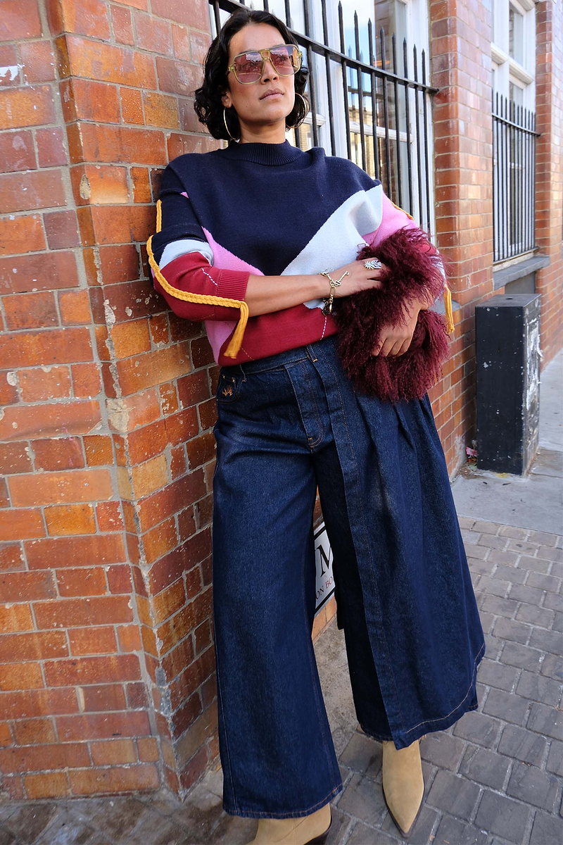 Dark Indigo Denim Belt Skirt
