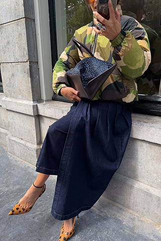 Dark Indigo Denim Belt Skirt