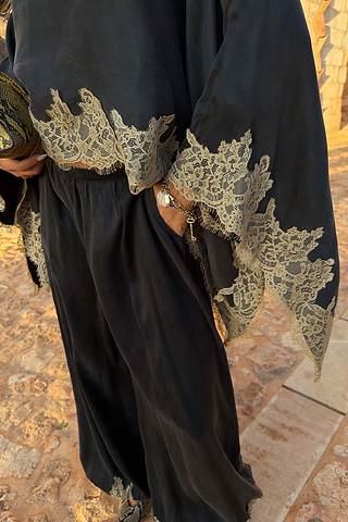 Grey Lace Trim Cape