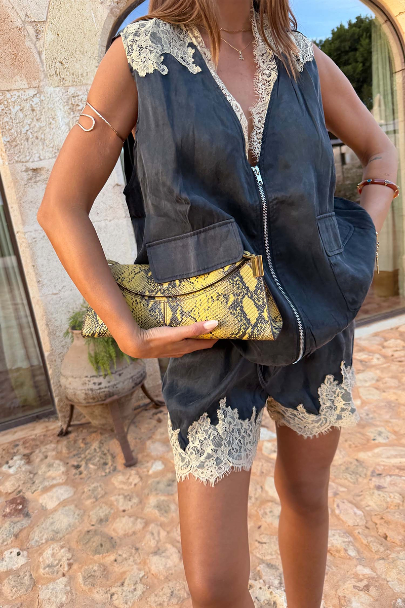 Grey Lace Maeva Shorts