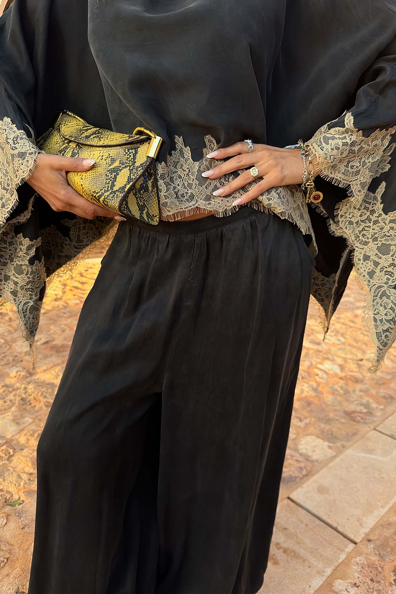 Grey Lace Balloon Trousers