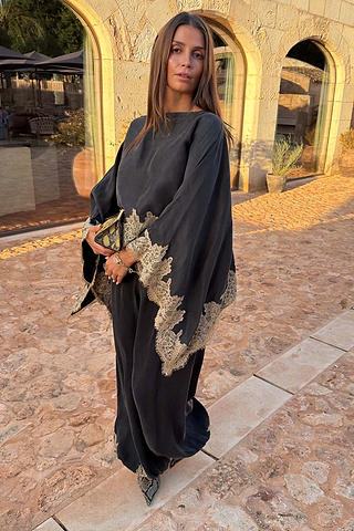 Grey Lace Trim Cape