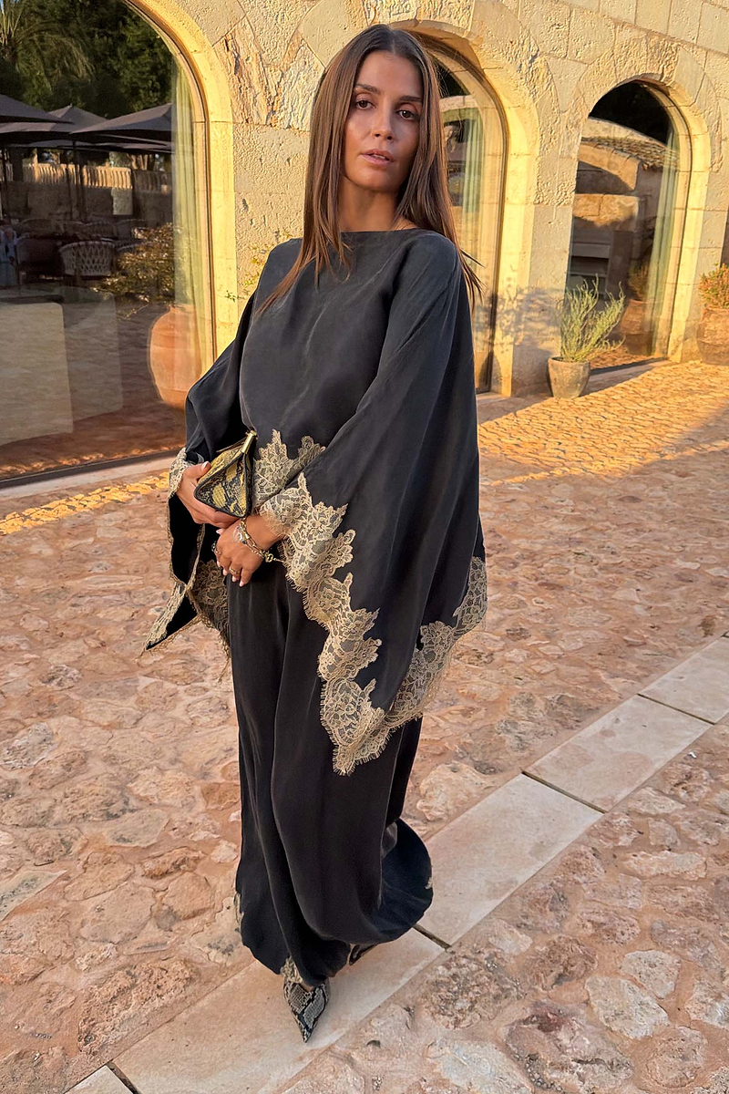 Grey Lace Trim Cape