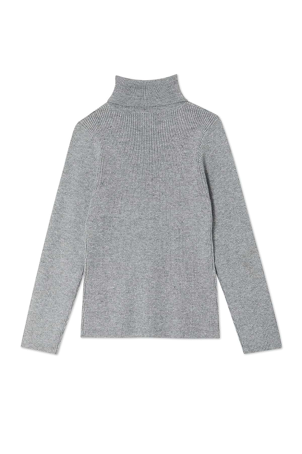 NFD Gunmetal Rib Knit Jumper with a roll neck and silver shimmer flecks, a designed in London staple.
