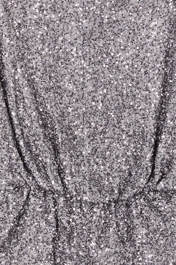 Close-up detail of the Gunmetal Sequin Tilly Top featuring shimmering silver sequins.