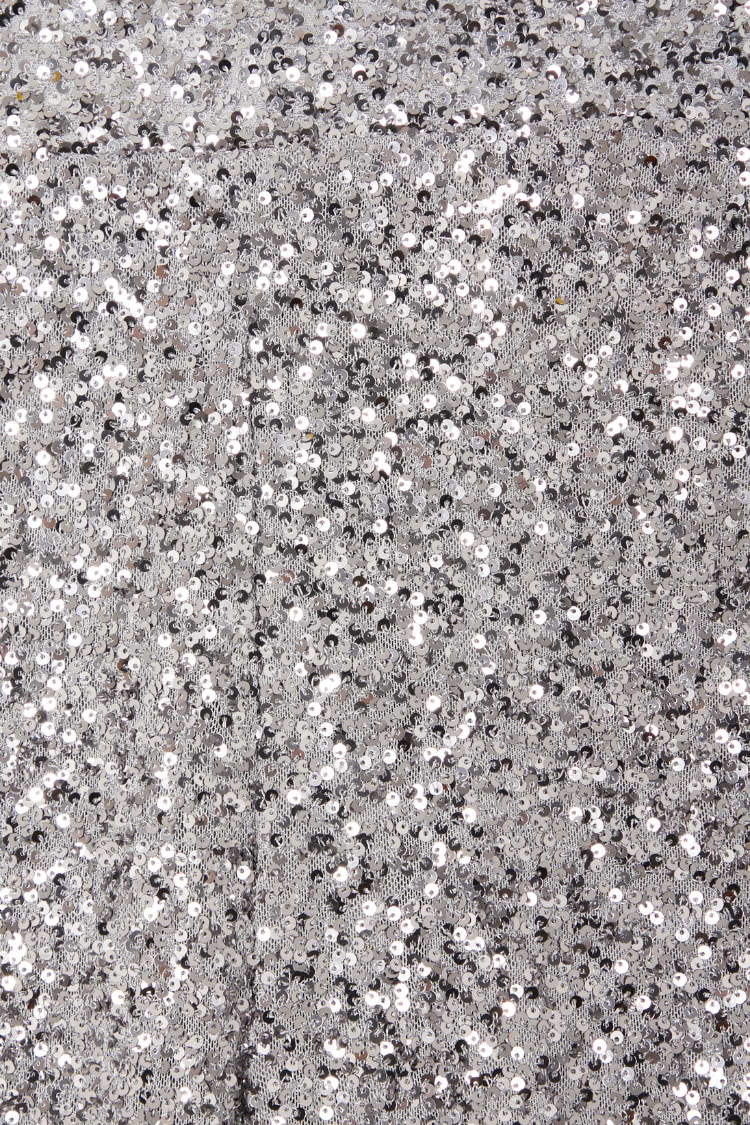Gunmetal Sequin Freddie Trousers close-up showcasing the shimmering silver sequins and sparkly finish.