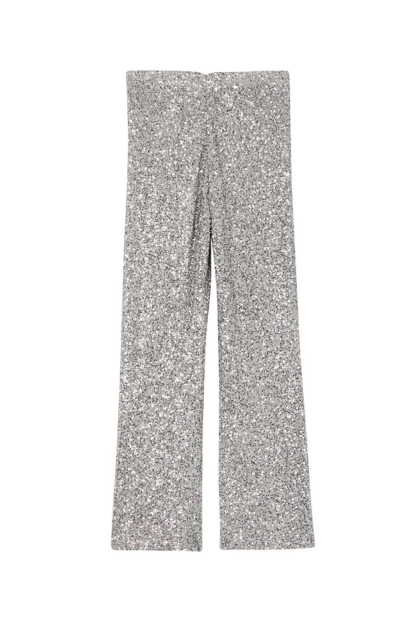 Gunmetal Sequin Freddie Trousers with an all-over silver shimmer and straight-leg silhouette, designed in London.