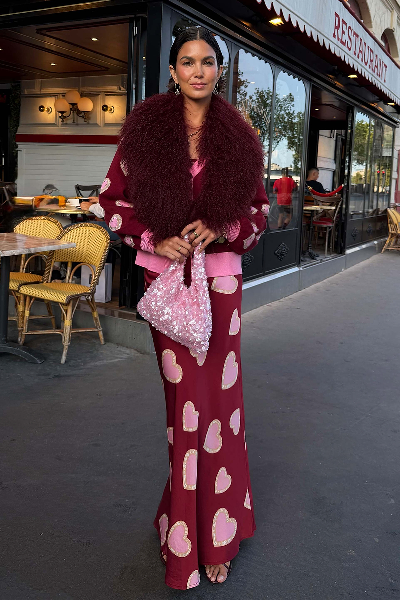 Burgundy Hearts Dorris Skirt