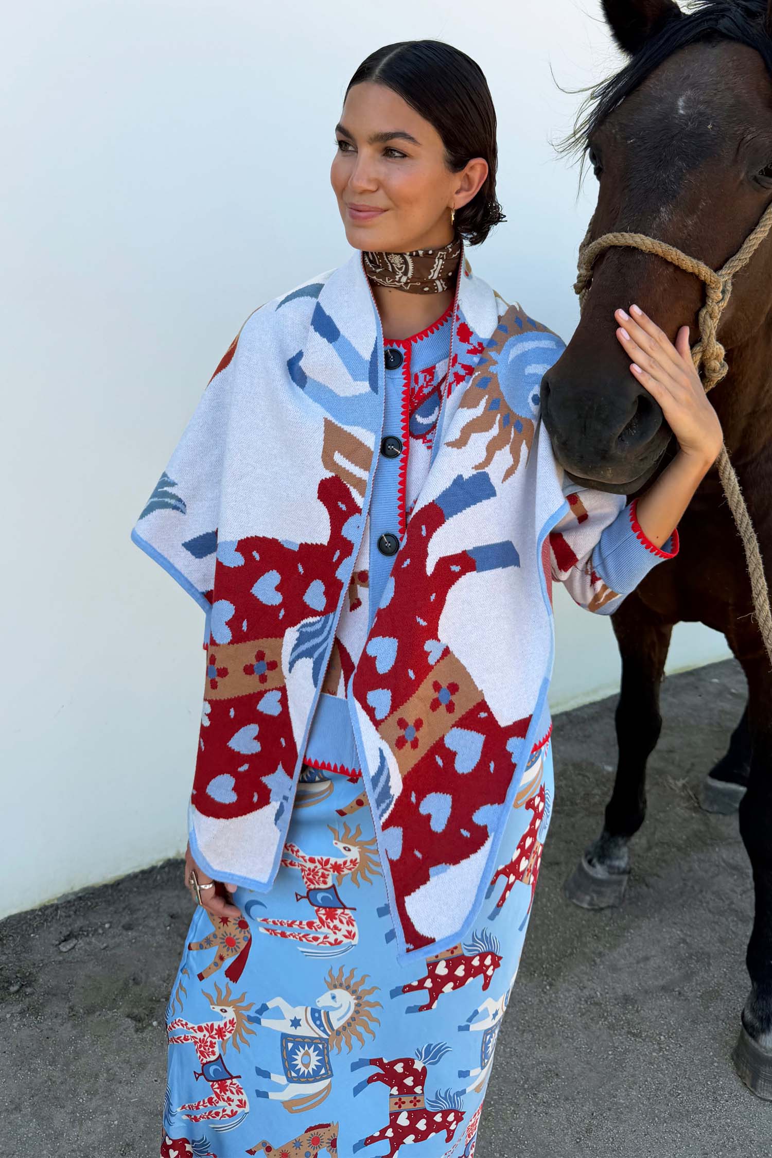 Cream Horse Large Scarf