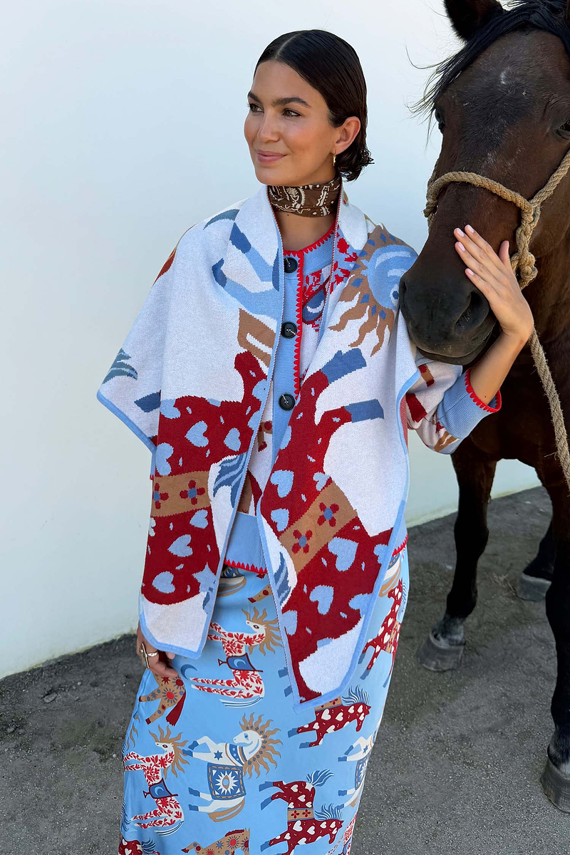 Cream Horse Large Scarf