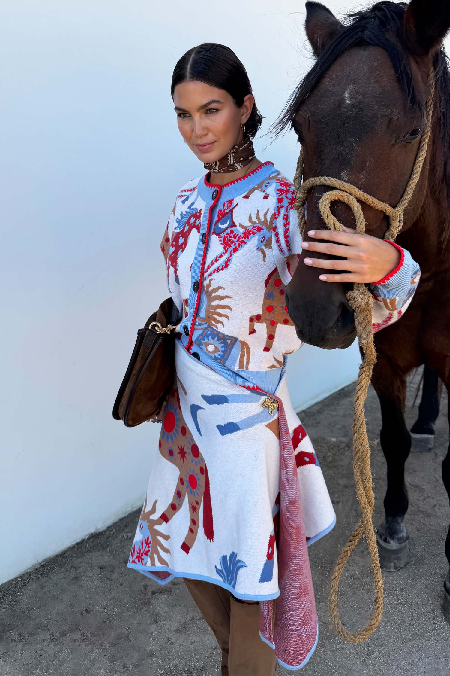 Cream Horse Large Scarf