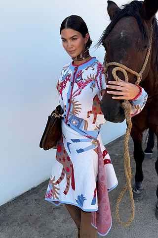 Cream Horse Large Scarf