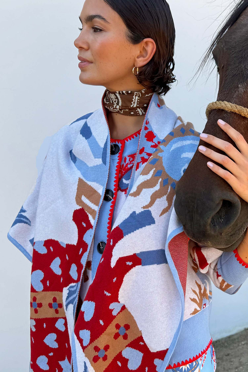 Cream Horse Large Scarf