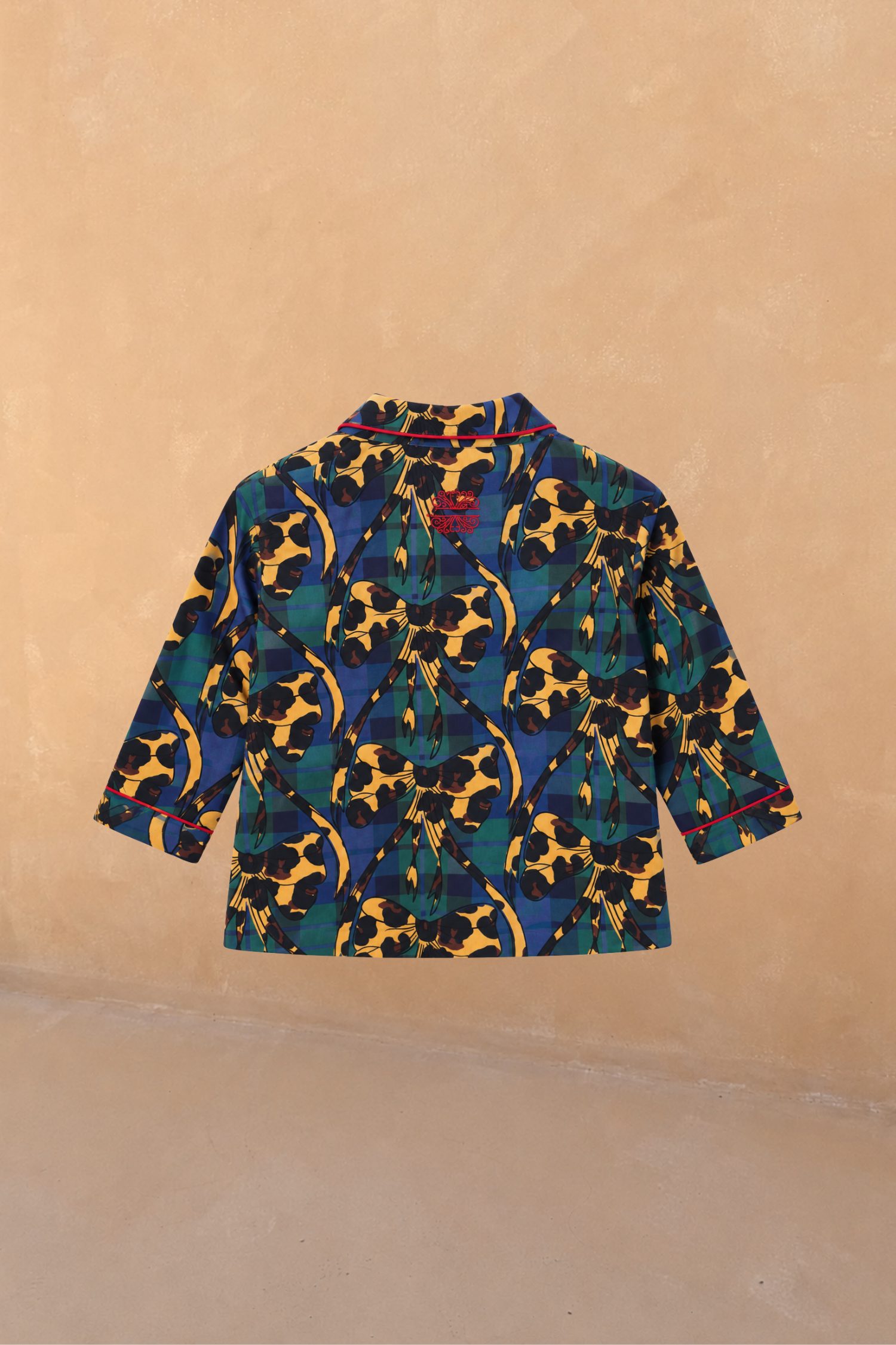 Kids Green Tartan & Leopard Bow Pyjama Set
