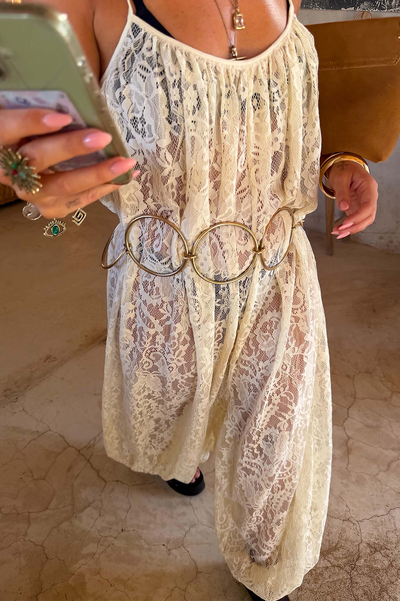 Cream Lace Balloon Jumpsuit