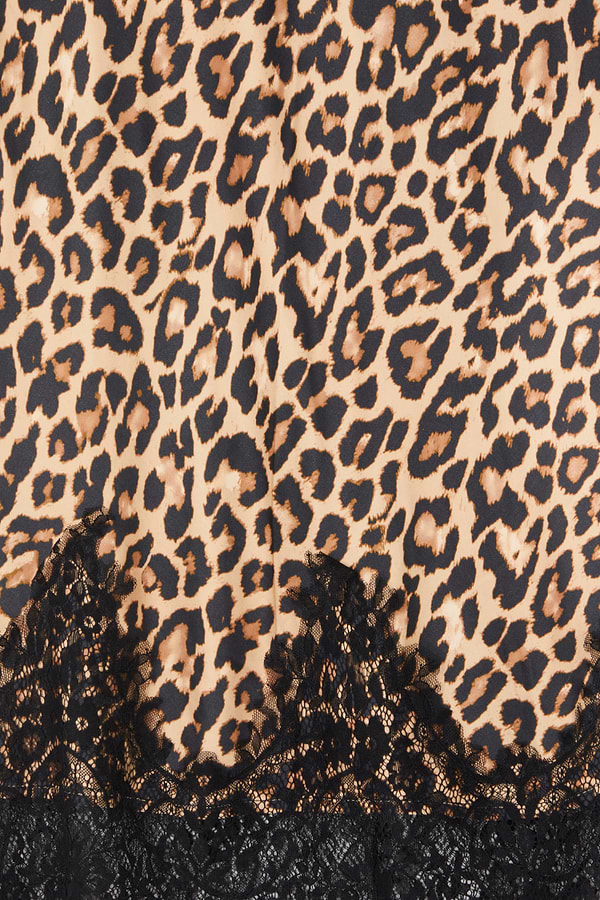 Leopard Lace Midi Maeva Skirt detail featuring the leopard print and black lace border.