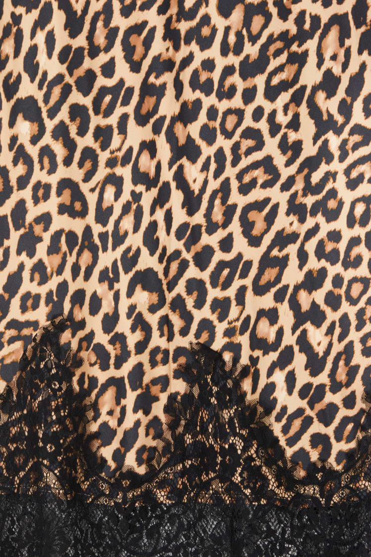 Leopard Lace Midi Maeva Skirt detail featuring the leopard print and black lace border.