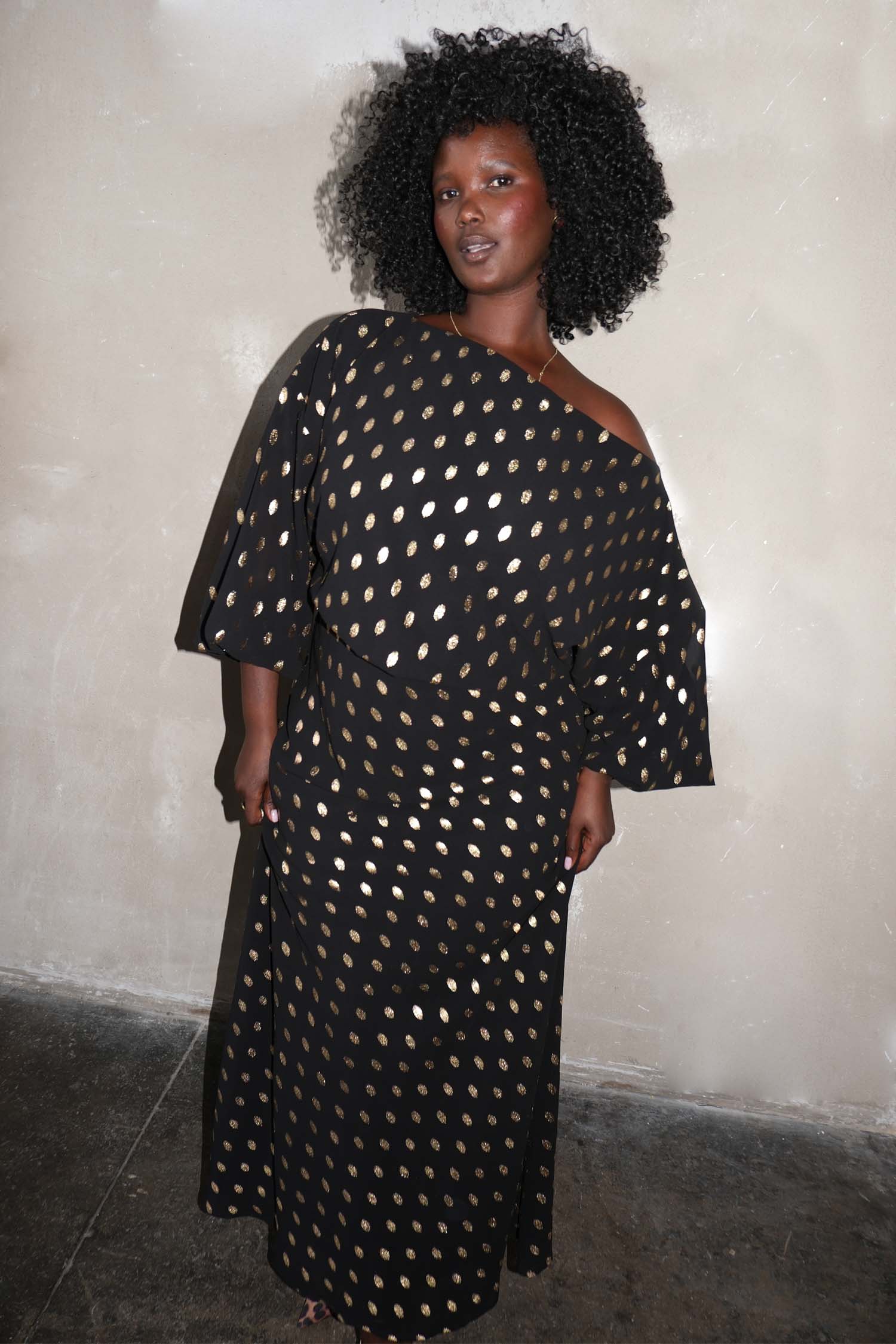 Black & Gold Long Sleeve Tilly Dress