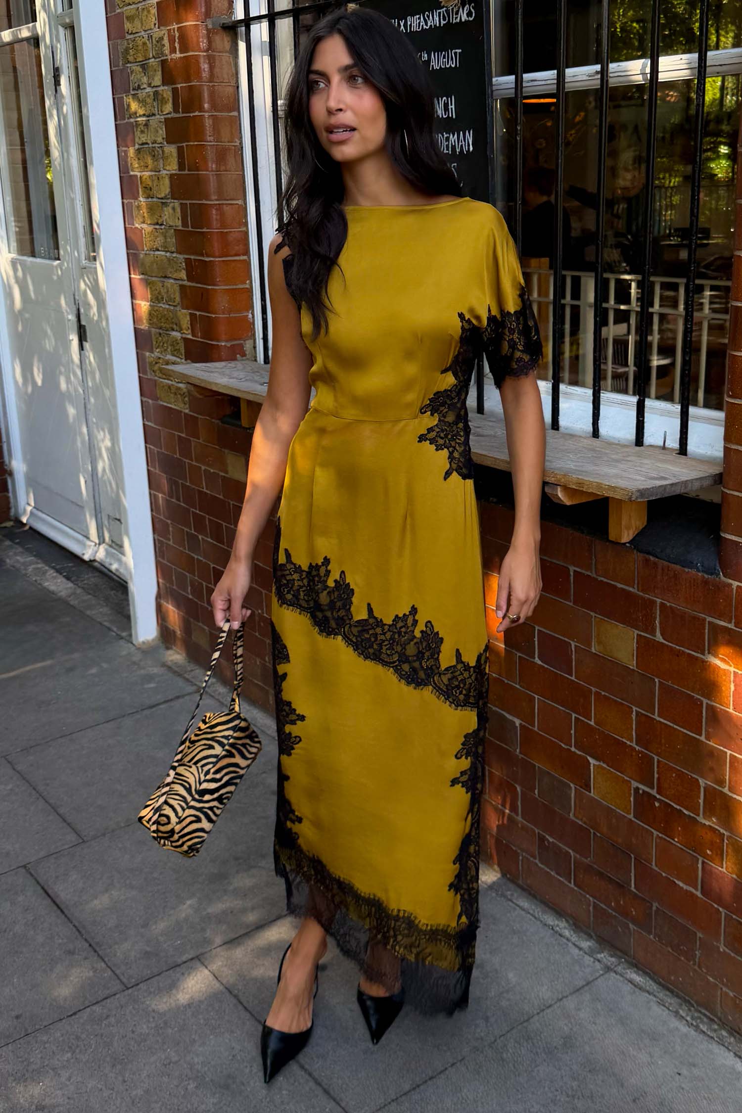 Olive & Black Lace Fearne Dress