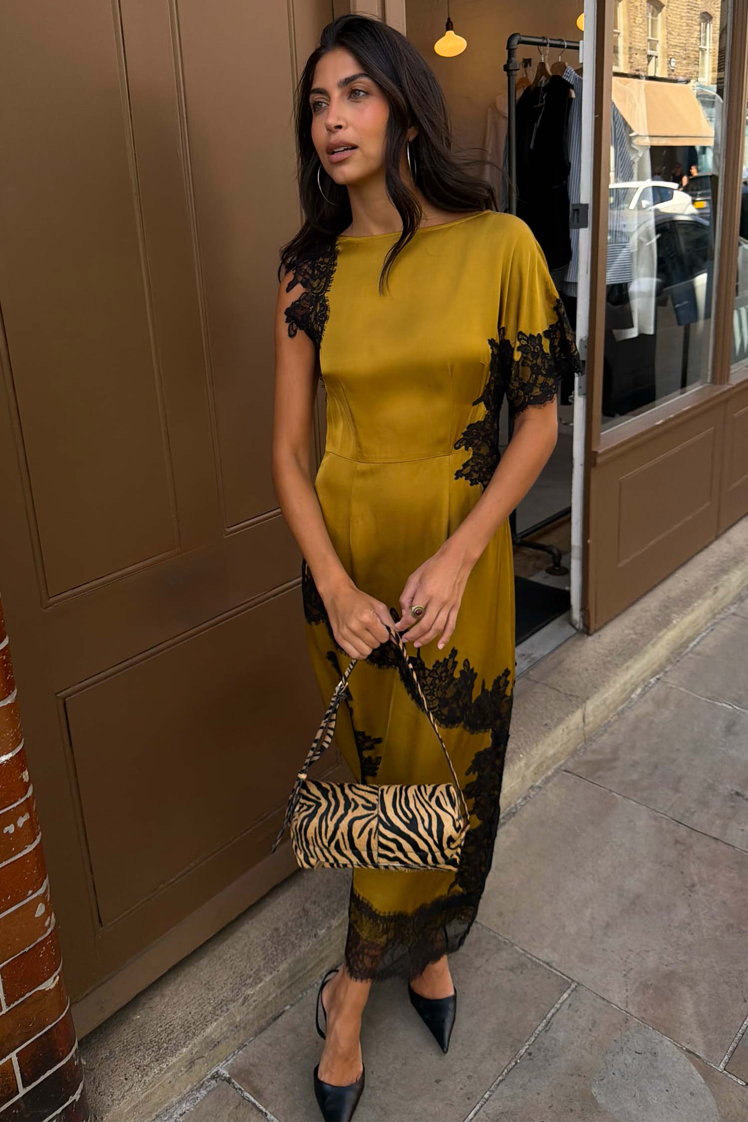 Olive & Black Lace Fearne Dress