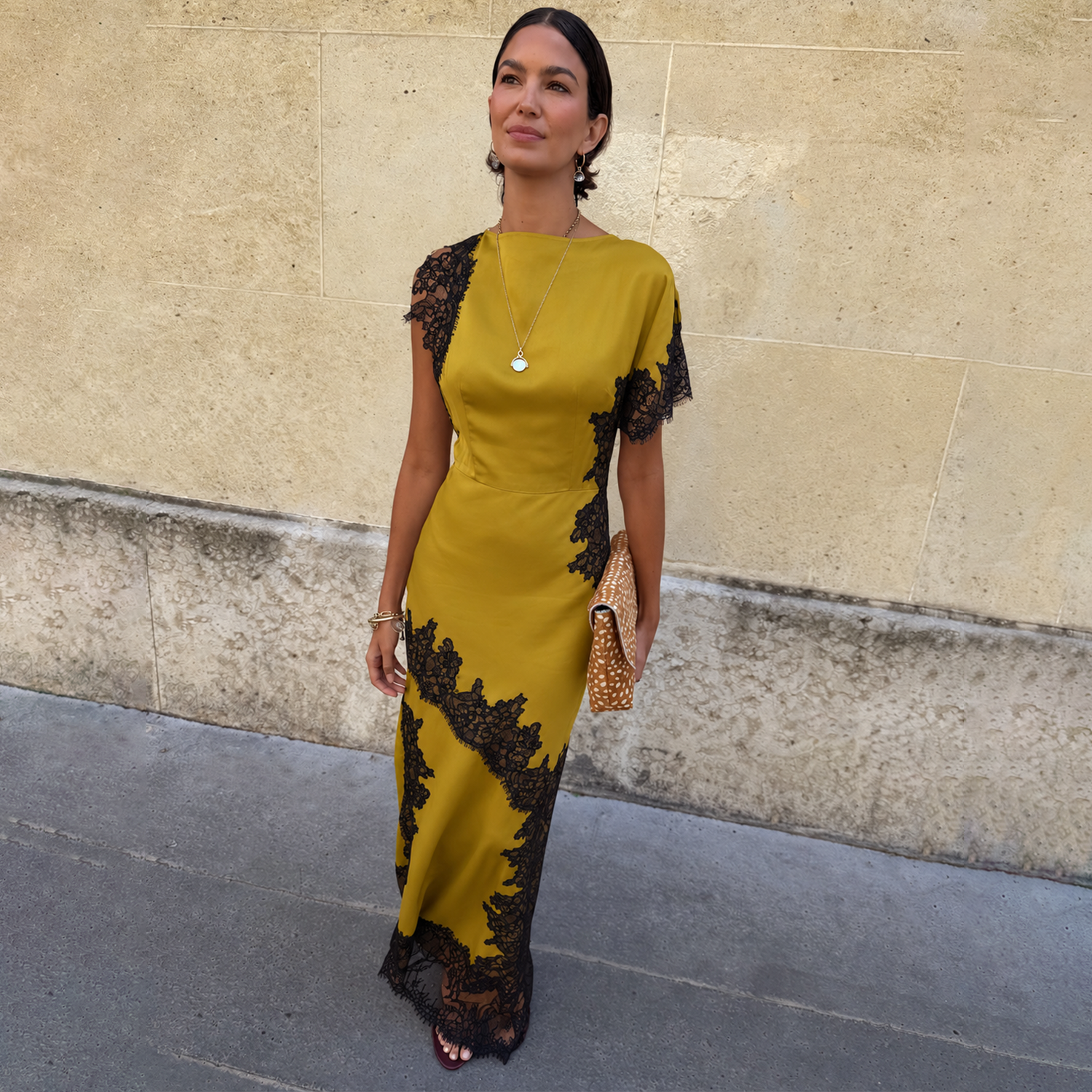 Olive & Black Lace Fearne Dress
