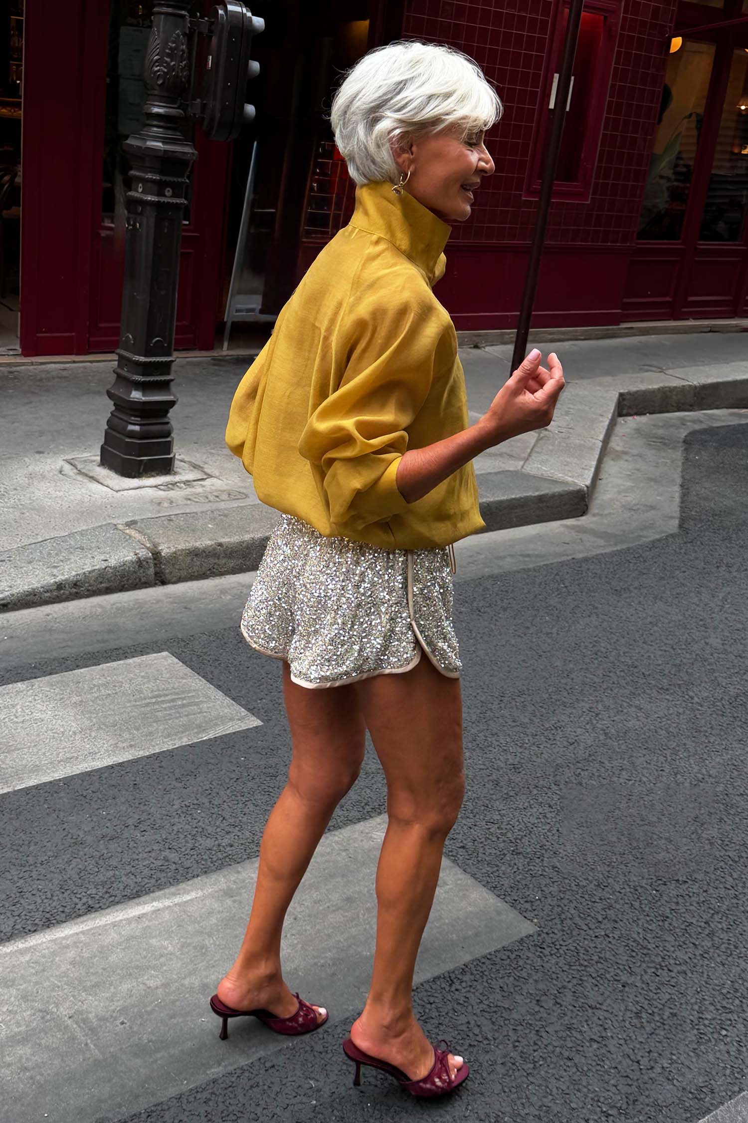 Olive Organza Funnel Neck Jacket