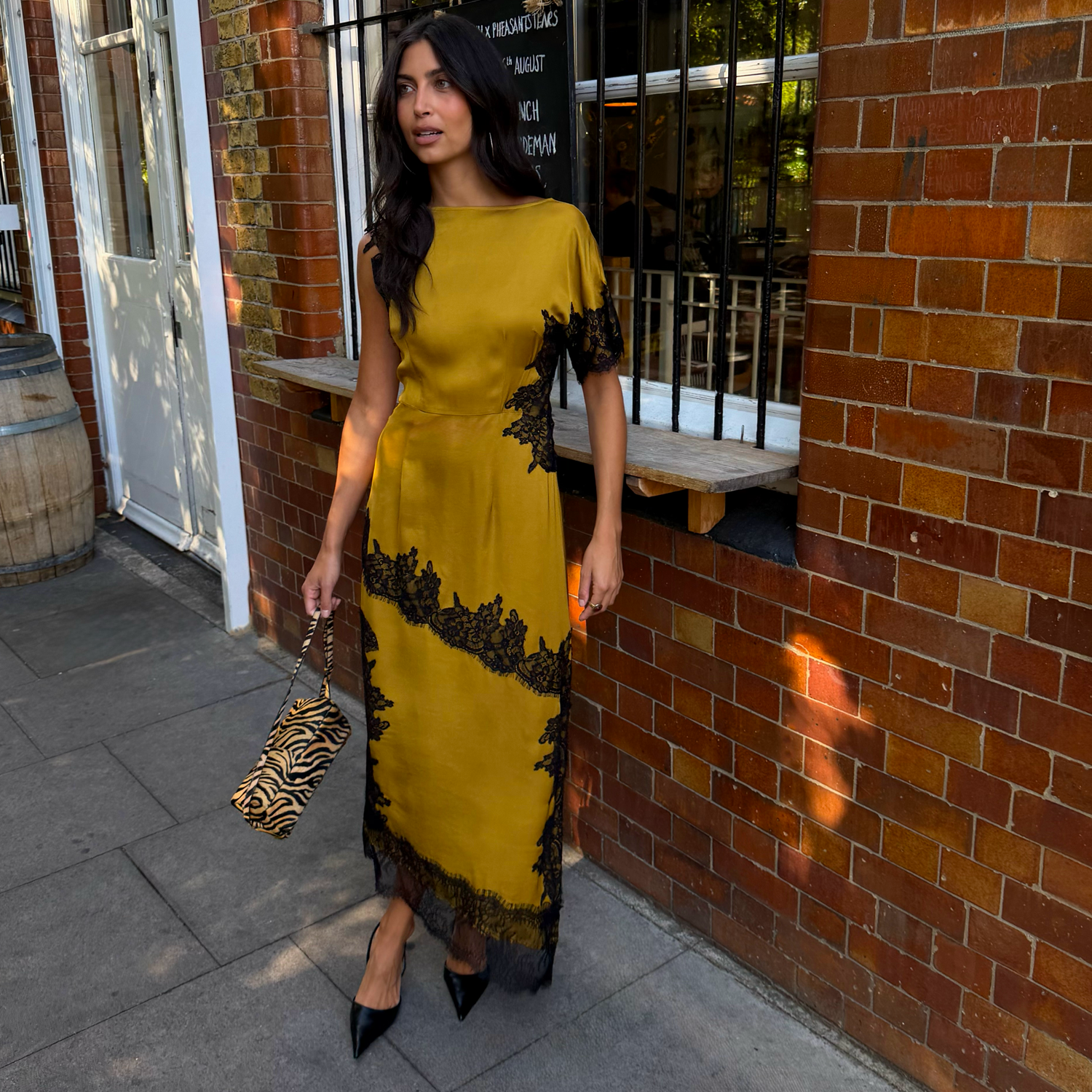 Olive & Black Lace Fearne Dress