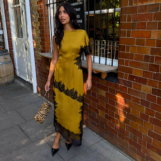 Olive & Black Lace Fearne Dress