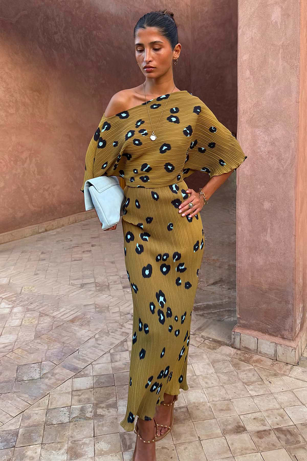 Olive Blurred Leopard Tilly Dress