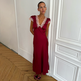 Burgundy and Pink Olivia Dress
